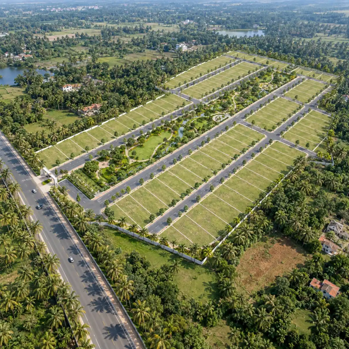 Assetz City of Palms aerial view of the 620-plot layout on 35.16 acres Assetz City of Palms aerial view of the 620-plot layout on 35.16 acres