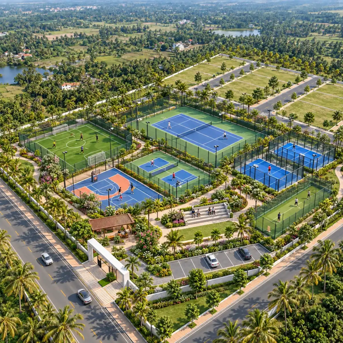 Assetz City of Palms outdoor sports courts - padel, pickleball, tennis, futsal and basketball Assetz City of Palms outdoor sports courts - padel, pickleball, tennis, futsal and basketball